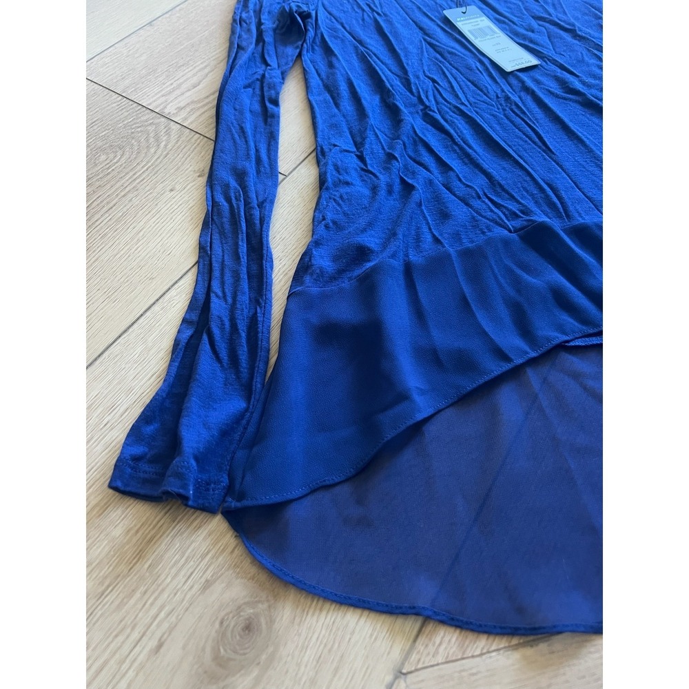 BCBGMAXAZRIA Blue Long Sleeve Tunic Top Classic Blu XS NWT‎ Asymmetrical - Picture 5 of 6